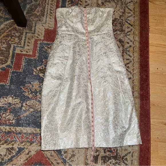 Lord & Taylor silver metallic dress Strapless pockets A-Line Fit and Flare - Picture 9 of 10
